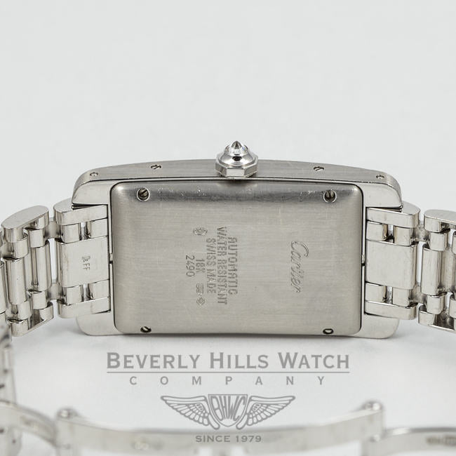 Cartier Tank American Medium 18K White Gold Diamond Bezel and 2 Row Diamond Bracelet Watch Beverly Hills Watch Company Watches