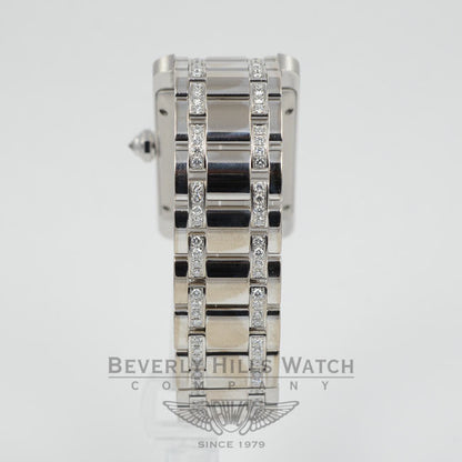 Cartier Tank American Medium 18K White Gold Diamond Bezel and 2 Row Diamond Bracelet Watch Beverly Hills Watch Company Watches