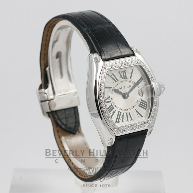 Cartier Roadster Small White Gold Diamond Bezel Ladies Watch WE500260 Beverly Hills Watch Company Watches