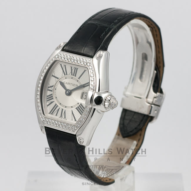 Cartier Roadster Small White Gold Diamond Bezel Ladies Watch WE500260 Beverly Hills Watch Company Watches