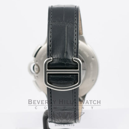 Cartier Ballon Bleu Stainless Steel Chronograph Crocodile Leather Strap Black Dial W6920052 Beverly Hills Watch Company Watches