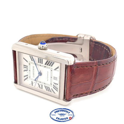 Cartier Tank Solo XL Automatic Stainless Steel Roman Numerals Silver Dial WSTA0029 EJERLH
