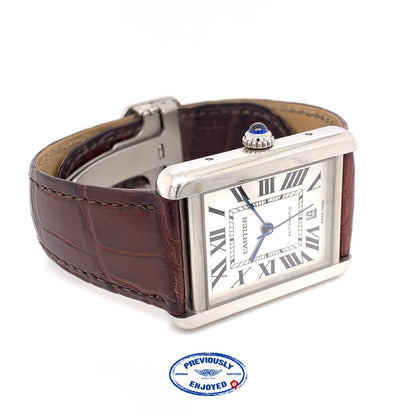 Cartier Tank Solo XL Automatic Stainless Steel Roman Numerals Silver Dial WSTA0029 EJERLH