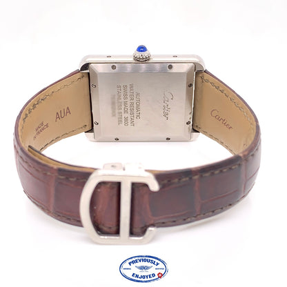 Cartier Tank Solo XL Automatic Stainless Steel Roman Numerals Silver Dial WSTA0029 EJERLH