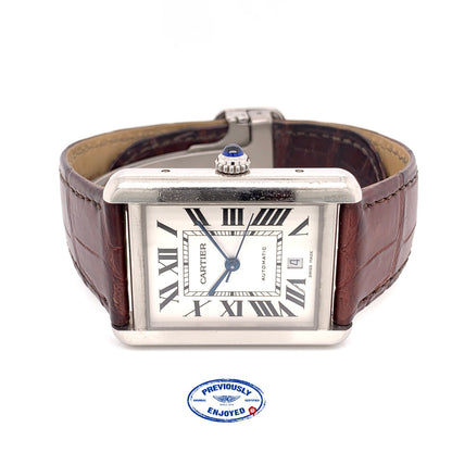 Cartier Tank Solo XL Automatic Stainless Steel Roman Numerals Silver Dial WSTA0029 EJERLH