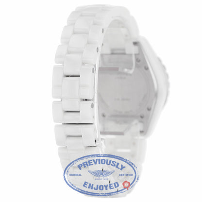 Chanel J12 White Ceramic Bracelet 38mm Double Row Diamond Bezel Watch H0969 RHGZBH - Beverly Hills Watch Company