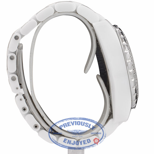 Chanel J-12 White Ceramic 41MM Chronograph Diamond Bezel H1008 AKUER2 - Beverly Hills Watch Company Watch Store