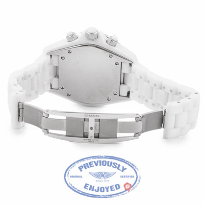 Chanel J-12 White Ceramic 41MM Chronograph Diamond Bezel H1008 AKUER2 - Beverly Hills Watch Company Watch Store