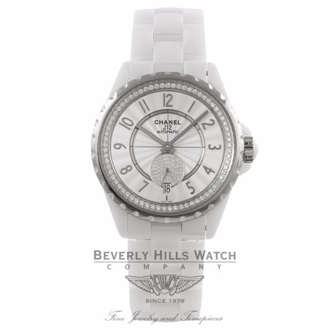 Chanel J12 36MM White Ceramic White Diamond Dial on Bracelet H3841 VF6CZ5 - Beverly Hills Watch Company Watch Store