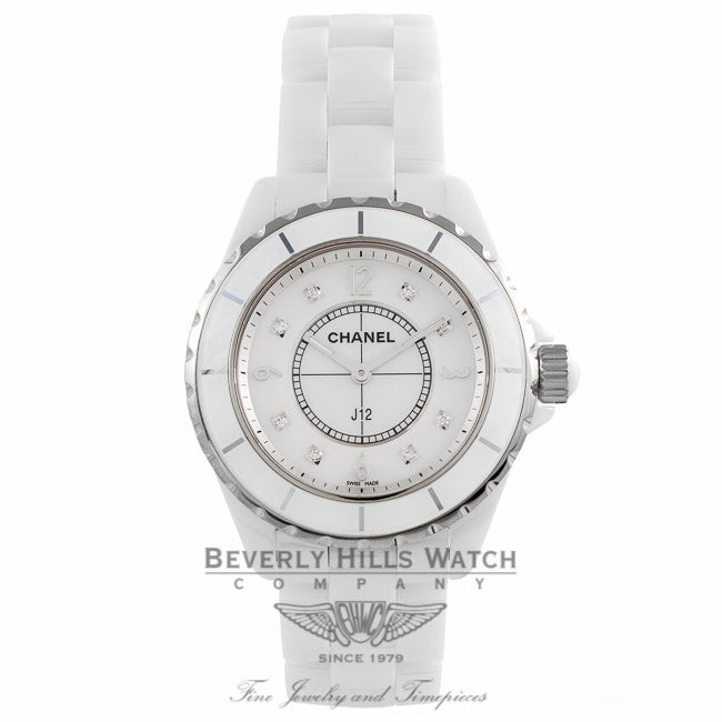 Chanel J12 38MM White Ceramic Case White Mother of Pearl Dial H3214 ZHR2UE - Beverly Hills Watch Company Watch Store