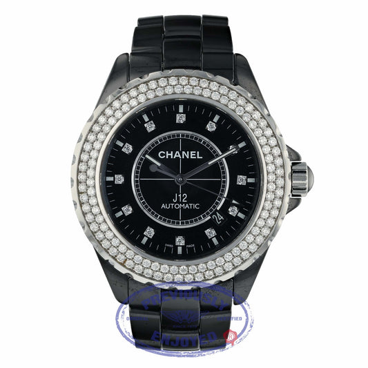 Chanel J12 42MM Black Ceramic Case Diamond Bezel Black Diamond Dial H2014 N65CLH