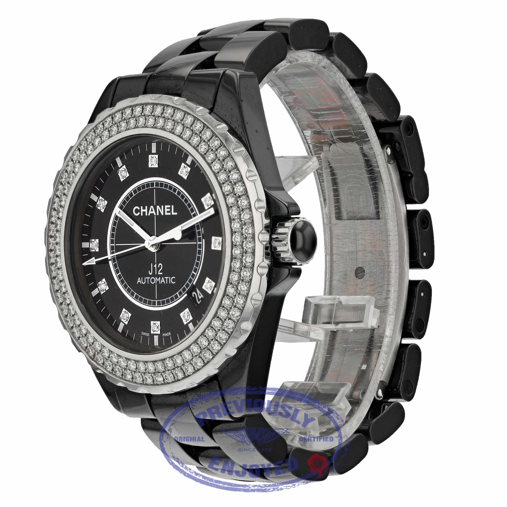 Chanel J12 42MM Black Ceramic Case Diamond Bezel Black Diamond Dial H2014 N65CLH
