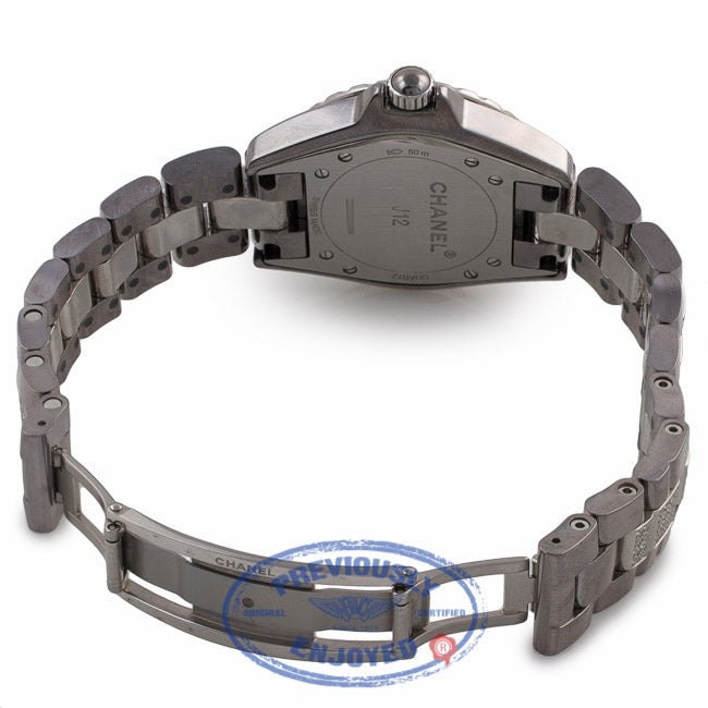 Chanel J12 Chronomatic Quartz 33MM Ceramic Grey Dial Diamond Bezel Bracelet H3105 NFNN0R - Beverly Hills Watch Company Watch Store