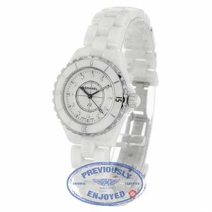 Chanel J12 White Ceramic 33mm Quartz Diamond dial H1628 32XW93 - Beverly Hills Watch Company