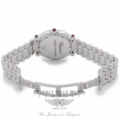 Chopard Happy Sport Medium Ladies 18k White Gold 7 Floating Diamonds White Dial 27/6137-21W BMGUK3 - Beverly Hills Watch Company Watch Store