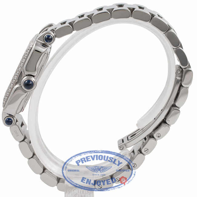 Chopard Happy Sport Square Medium Stainless Steel 18K White Gold Diamond Bezel 27/8361-23 VA2Y3R - Beverly Hills Watch Company Watch Store