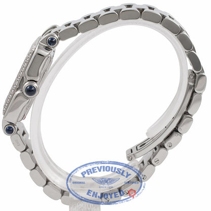 Chopard Happy Sport Square Medium Stainless Steel 18K White Gold Diamond Bezel 27/8361-23 VA2Y3R - Beverly Hills Watch Company Watch Store