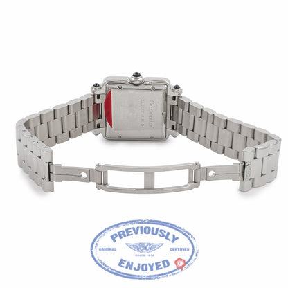 Chopard Happy Sport Square Medium Stainless Steel 18K White Gold Diamond Bezel 27/8361-23 VA2Y3R - Beverly Hills Watch Company Watch Store