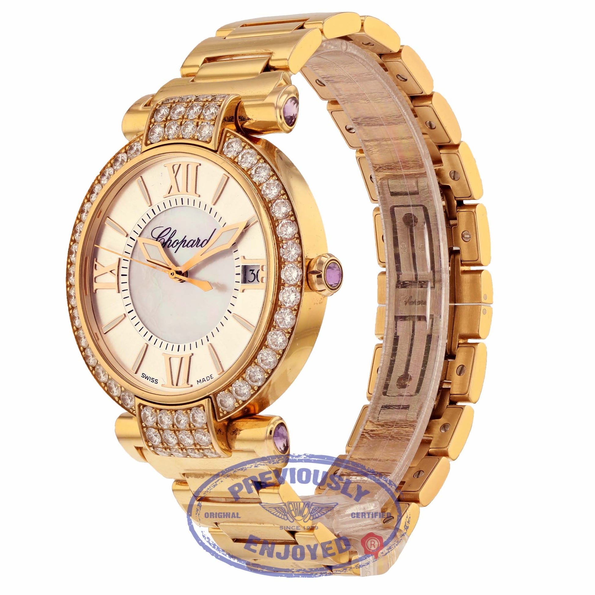 Chopard Imperiale 40mm Rose Gold Diamond Bezel Mother of Pearl Dial 38/4241-5004 FL8AM8 - Beverly Hills Watch Company