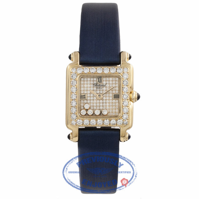 Chopard Happy Sport Square 18K Yellow Gold Diamond 27/6850-23/1 I6IQ3U - Beverly Hills Watch Store