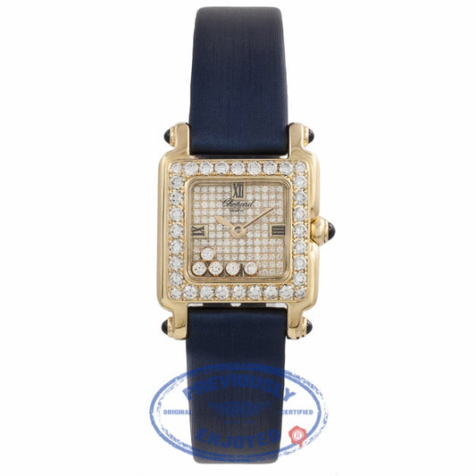Chopard Happy Sport Square 18K Yellow Gold Diamond 27/6850-23/1 I6IQ3U - Beverly Hills Watch Store
