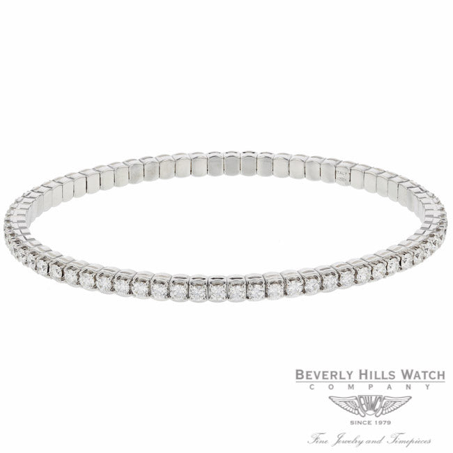 Naira & C 18k White Gold Stretchy Bangle Tennis Bracelet CTV1WL - Beverly Hills Watch Company