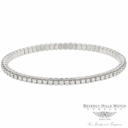 Naira & C 18k White Gold Stretchy Bangle Tennis Bracelet CTV1WL - Beverly Hills Watch Company