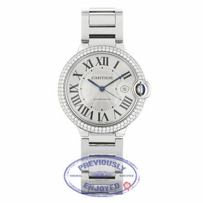 Cartier Ballon Bleu Customized Diamond Bezel 42mm Stainless Steel WE9009Z3 RU06EX - Beverly Hills Watch