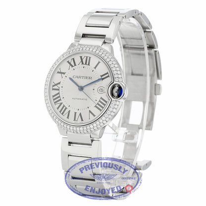 Cartier Ballon Bleu Customized Diamond Bezel 42mm Stainless Steel WE9009Z3 RU06EX - Beverly Hills Watch