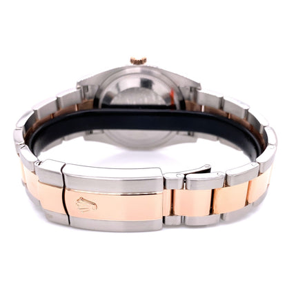 Rolex Datejust 36MM Stainless Rose Gold Domed Bezel Pink Roman Dial 116201 CYWLJ7 - Beverly Hills Watch Company