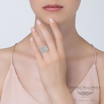 Designs by Naira 18k White Gold Feather Diamond Ring D158R55 D4HHPR - Beverly Hills Jewelry Company