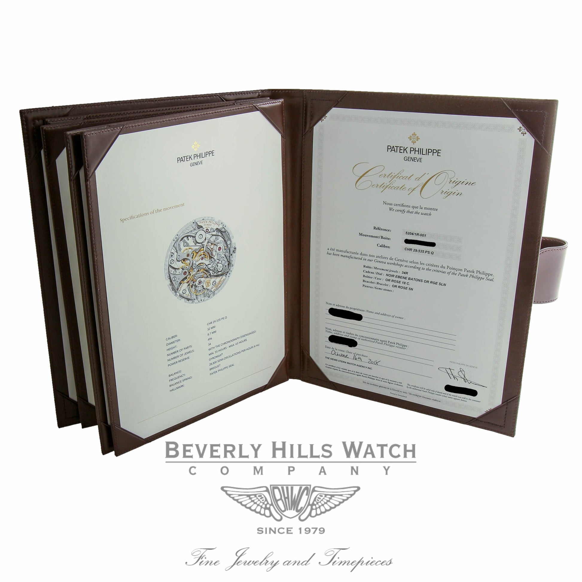 Patek Philippe Perpetual Calendar Split-Seconds Chronograph Black Dial 5204/1r-001 D6M2YM - Beverly Hills Watch Company