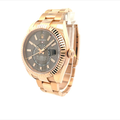 Rolex Sky Dweller Dark Rhodium Dial Everose Gold 326935 - Beverly Hills Watch Company
