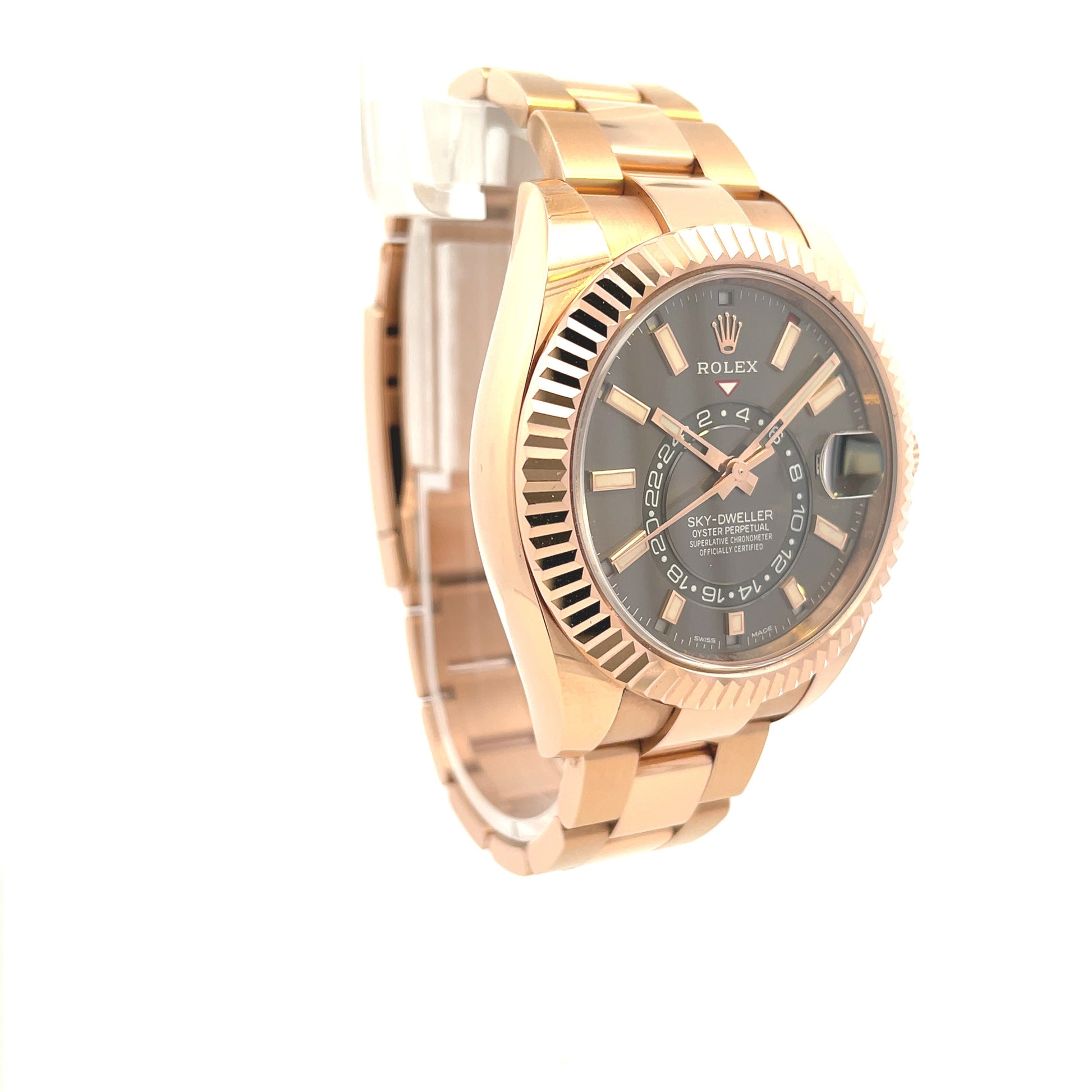 Rolex Sky Dweller Dark Rhodium Dial Everose Gold 326935 - Beverly Hills Watch Company
