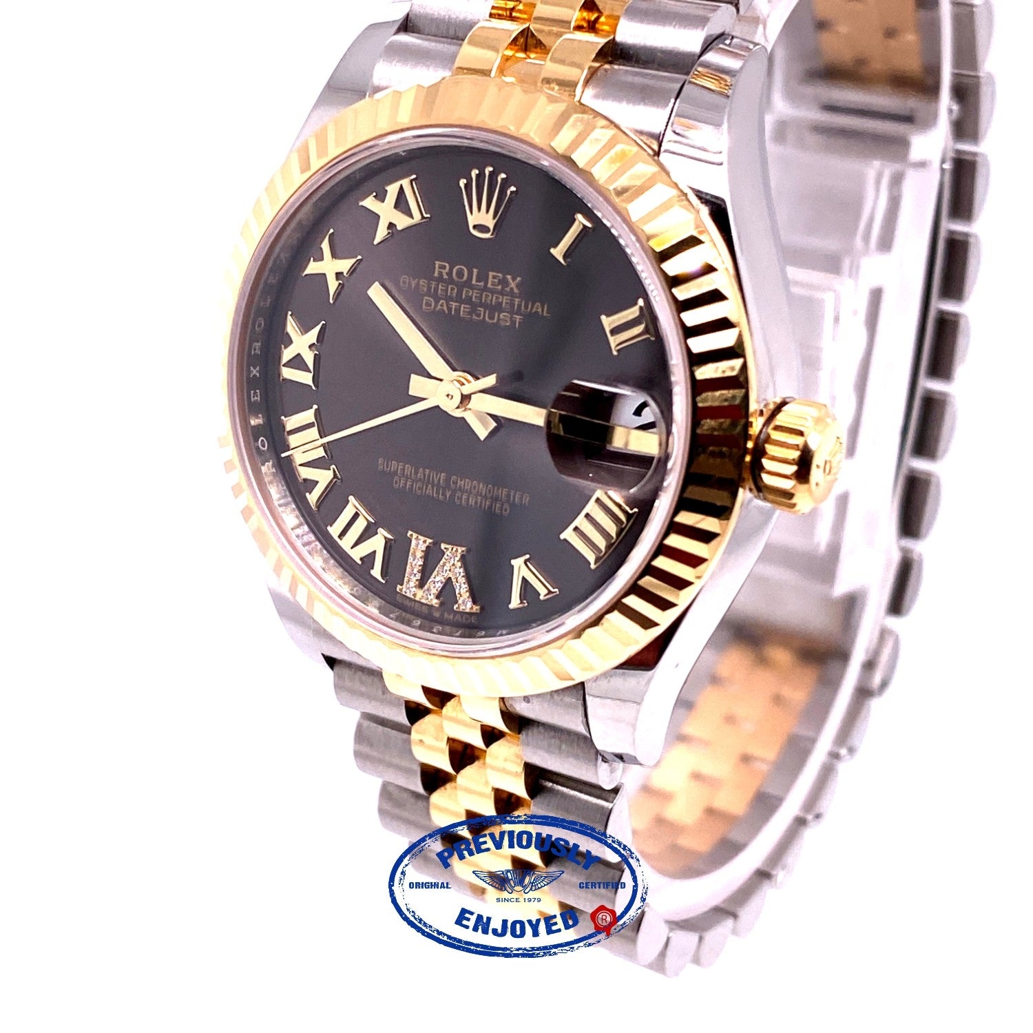 Rolex Datejust 31mm Steel and Yellow Gold Dark Grey Diamond Six Dial 278273 DA429L - Beverly Hills Watch Company