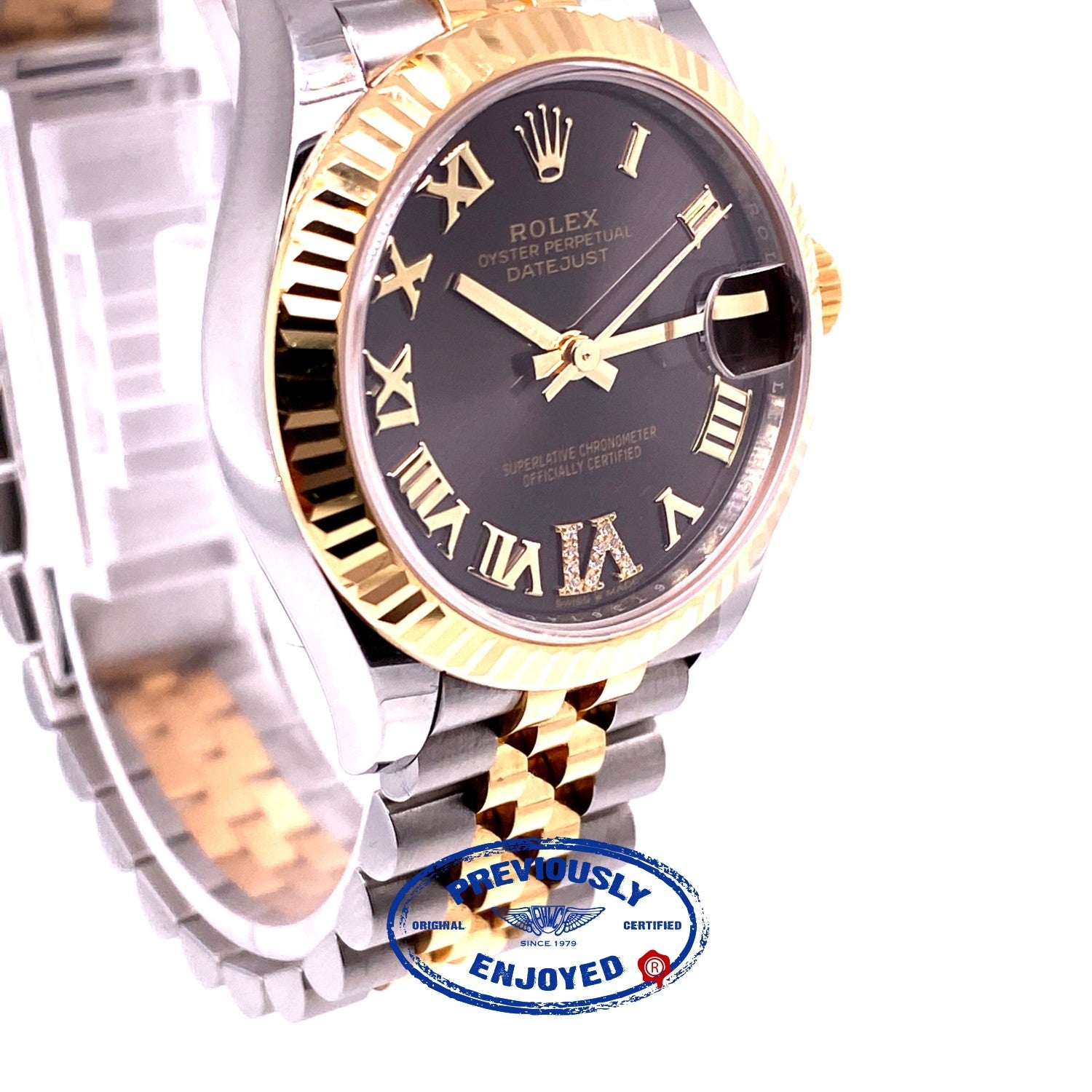 Rolex Datejust 31mm Steel and Yellow Gold Dark Grey Diamond Six Dial 278273 DA429L - Beverly Hills Watch Company