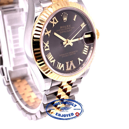 Rolex Datejust 31mm Steel and Yellow Gold Dark Grey Diamond Six Dial 278273 DA429L - Beverly Hills Watch Company