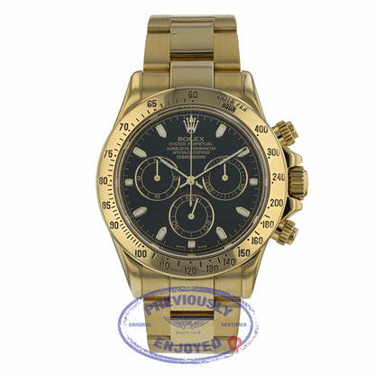 Rolex Daytona Black Dial Yellow Gold Oyster Bracelet 116528 - Beverly Hills Watch Company
