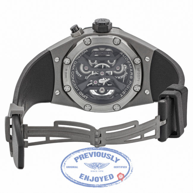 Audemars Piguet Royal Oak GMT Tourbillon Concept 44MM Titanium Black Ceramic Bezel Rubber Strap 26560IO.OO.D002CA.01 PMTXML - Beverly Hills Watch