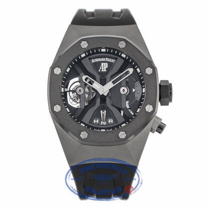 Audemars Piguet Royal Oak GMT Tourbillon Concept 44MM Titanium Black Ceramic Bezel Rubber Strap 26560IO.OO.D002CA.01 PMTXML - Beverly Hills Watch