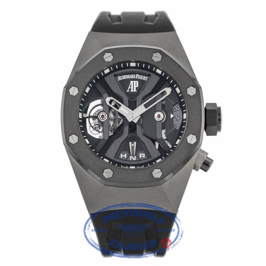 Audemars Piguet Royal Oak GMT Tourbillon Concept 44MM Titanium Black Ceramic Bezel Rubber Strap 26560IO.OO.D002CA.01 PMTXML - Beverly Hills Watch