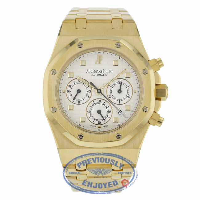 Audemars Piguet Royal Oak 39mm Chronograph Yellow Gold Silver Dial 25960BA.00.1185BA.01 - Beverly Hills Watch