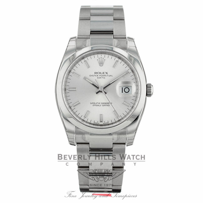 Rolex Date 34mm Stainless Steel Watch 115200 4SB5IU - Beverly Hills Watch Company Watch Store
