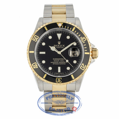 Rolex Submariner Stainless Steel and Yellow Gold Black Dial Black Ceramic Bezel 16613 - Beverly Hills Watch