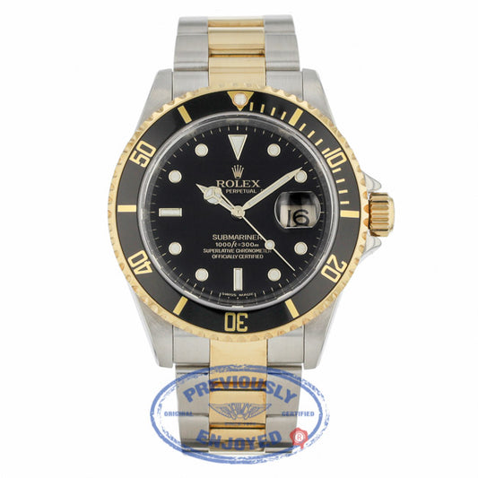 Rolex Submariner Stainless Steel and Yellow Gold Black Dial Black Ceramic Bezel 16613 - Beverly Hills Watch