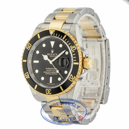 Rolex Submariner Stainless Steel and Yellow Gold Black Dial Black Ceramic Bezel 16613 - Beverly Hills Watch