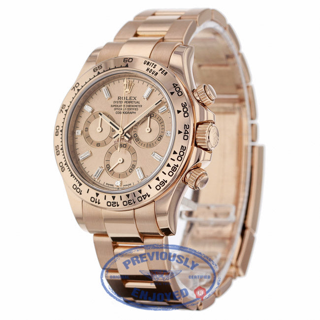 Rolex Daytona Everose Gold 40mm Oyster Bracelet Pink Champagne Diamond Dial Chronograph Watch 116505 - Beverly Hills Watch
