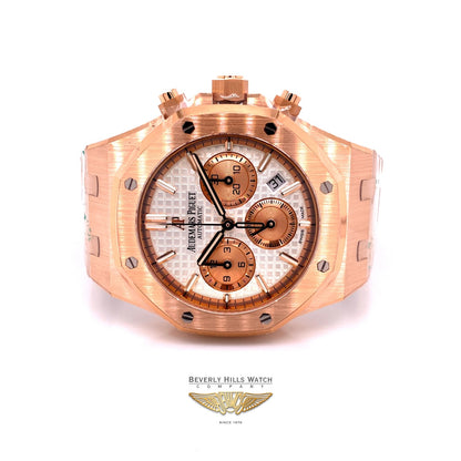 Audemars Piguet Royal Oak Chronograph 38mm Rose Gold Silver Dial 26315OR.1256OR.01 DHHPJ5 - Beverly Hills Watch Company