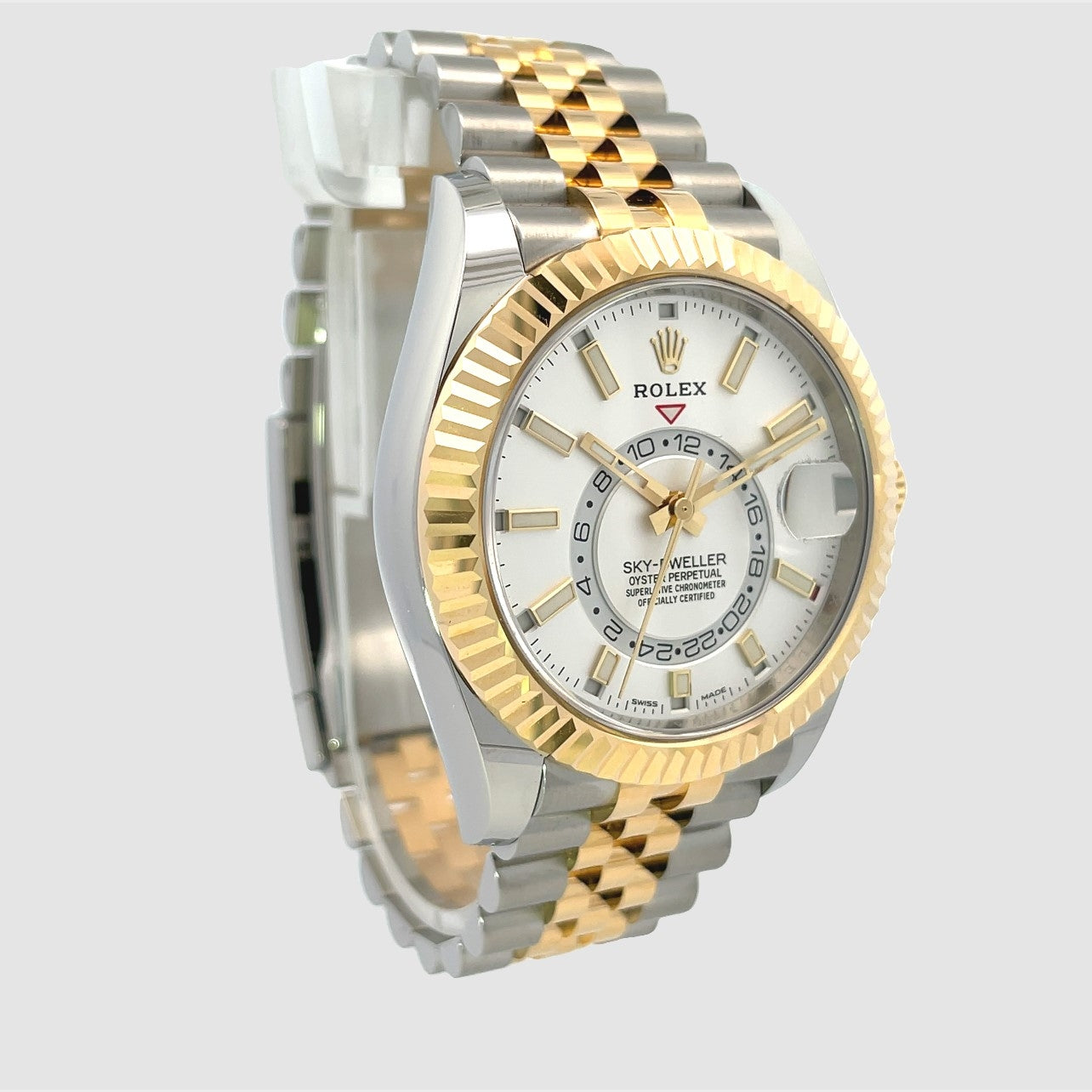 Rolex Sky-Dweller Yellow Gold and Stainless Steel Silver Dial Jubilee 326933 - Beverly Hills Watch Company