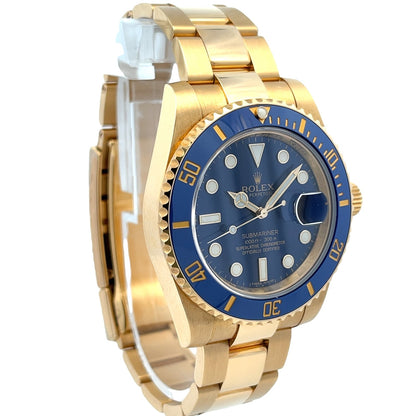 Rolex Submariner 40MM Yellow Gold Blue Ceramic Bezel Blue Dial 116618LB - Beverly Hills Watch Company